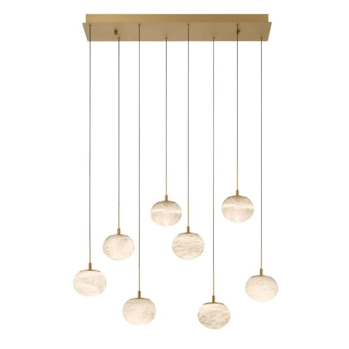 Alabaster Codri Linear LED Chandelier - Antique Brass8 LightBlushlighting