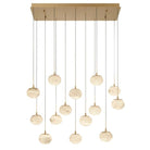 Alabaster Codri Linear LED Chandelier - Antique Brass14 LightBlushlighting