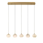 Alabaster Codri Linear LED Chandelier - Antique Brass5 LightBlushlighting