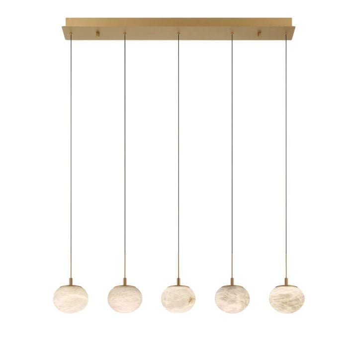 Alabaster Codri Linear LED Chandelier - Antique Brass5 LightBlushlighting
