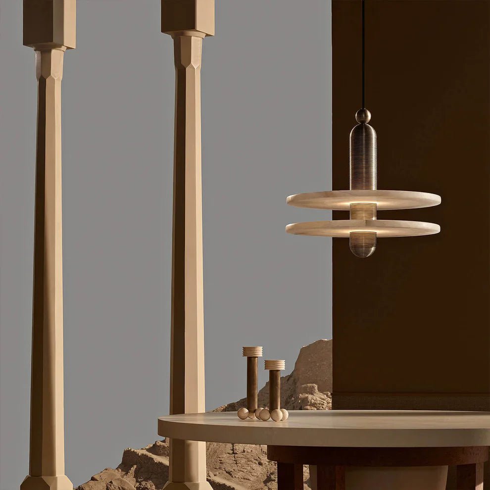Alabaster Comet Pendant Lamp - D 40cm x H 45cm / ∅ 15.7″ x H 17.7″BlackWarm LightBlushlighting