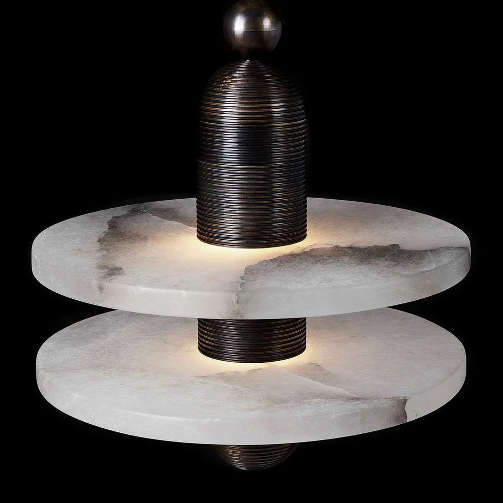 Alabaster Comet Pendant Lamp - D 28cm x H 31.5cm / ∅ 11″ x H 12.4″BlackWarm LightBlushlighting