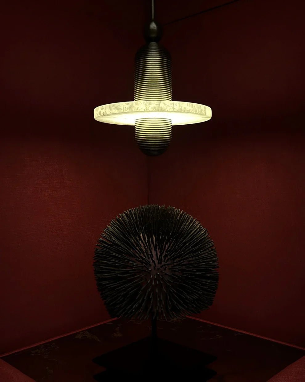 Alabaster Comet Pendant Lamp - D 28cm x H 31.5cm / ∅ 11″ x H 12.4″BlackWarm LightBlushlighting