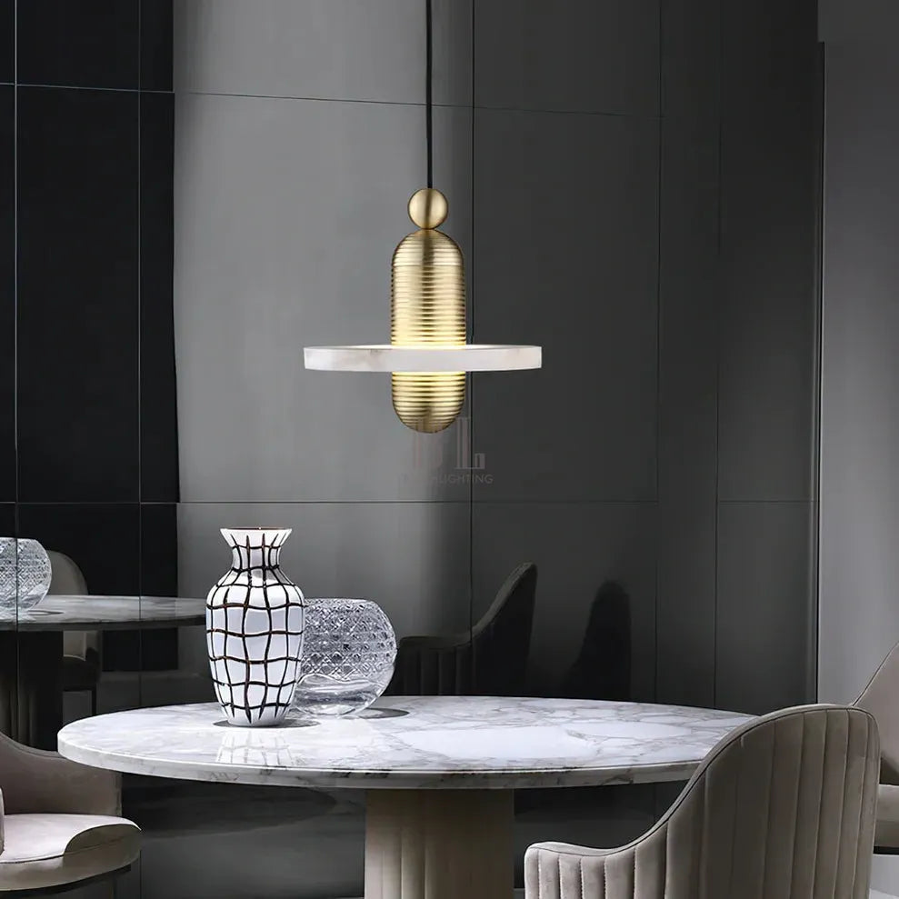 Alabaster Comet Pendant Lamp - D 28cm x H 31.5cm / ∅ 11″ x H 12.4″BlackWarm LightBlushlighting