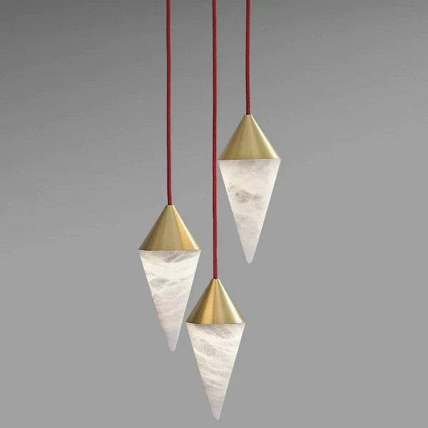 Alabaster Cone Pendant Light-Pendant for living room,Pendant for kitchen,Pendant for bathrooms,Pendant for bedrooms,Pendant for foyer,Pendant for stairways,Pendant for dining room-Blushlighting-3 lights-Brass-Blushlighting