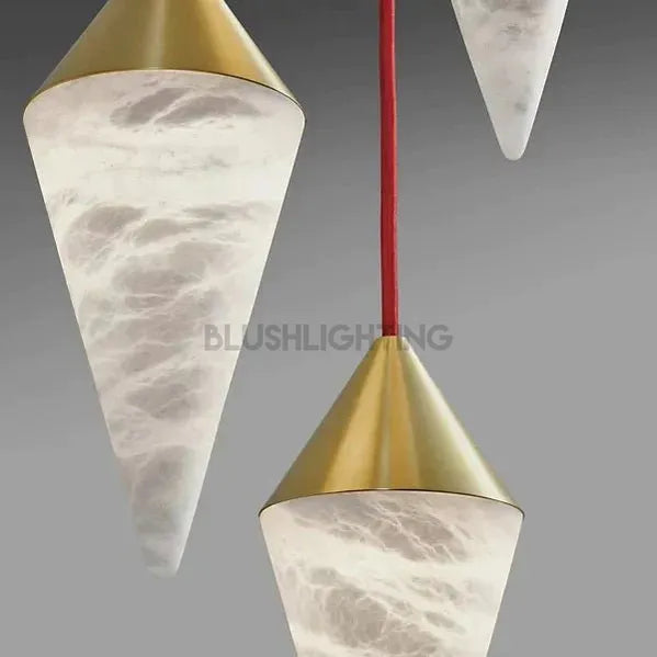 Alabaster Cone Pendant Light - 9 lightsBrassBlushlighting