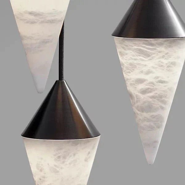 Alabaster Cone Pendant Light - 9 lightsBrassBlushlighting