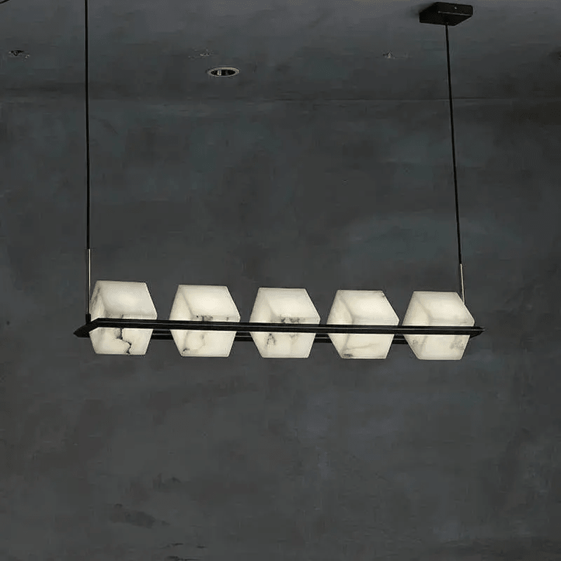 Alabaster Cubic Dining Pendant Chandelier - 5 LightsBlushlighting
