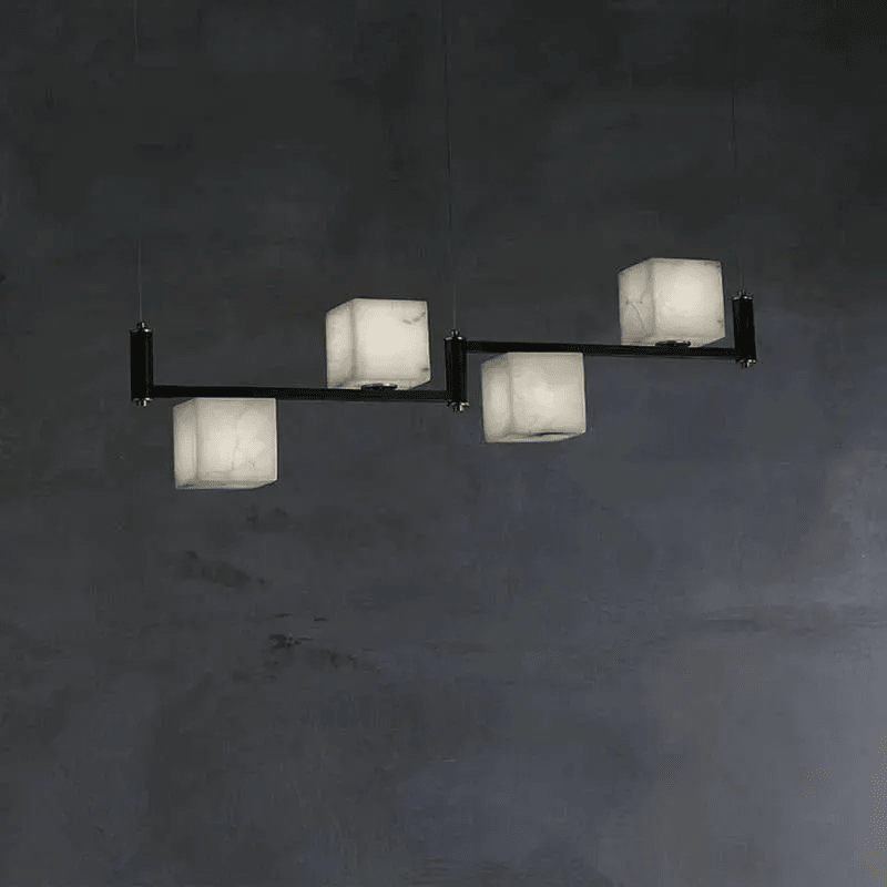 Alabaster Cubic Dining Pendant Chandelier - 4 LightsBlushlighting