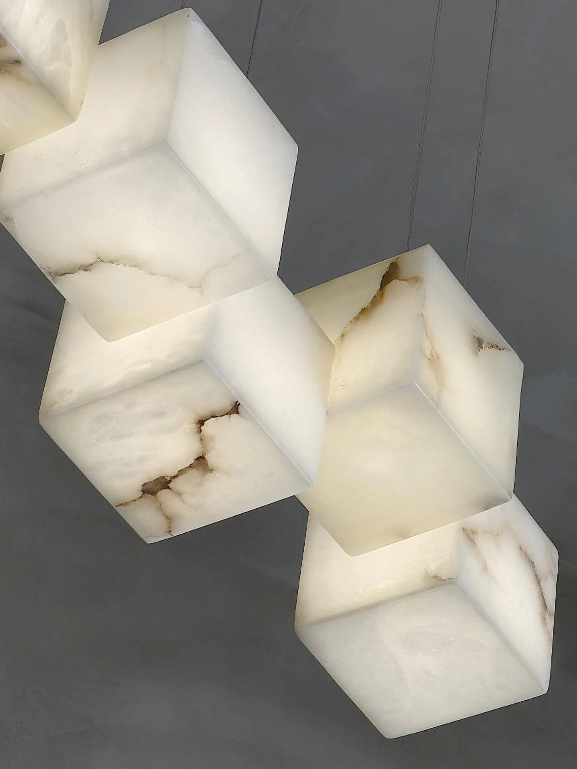 Alabaster Cubic Linear Chandelier - 10 Lights: 47.2" LBlushlighting