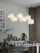 Alabaster Cubic Linear Chandelier - 6 Lights: 28.3" LBlushlighting