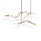 Alabaster Curved Chandelier - 61"WLacquered Burnished BrassBlushlighting