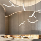 Alabaster Curved Chandelier - 60.5"WLacquered Burnished BrassBlushlighting