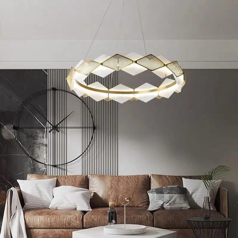 Alabaster Diamond Shaped Modern Chandelier-31.49"D*19.68"H-Blushlighting