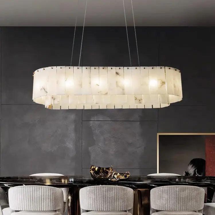 Alabaster Dining Room Round Chandelier Lighting - Blushlighting