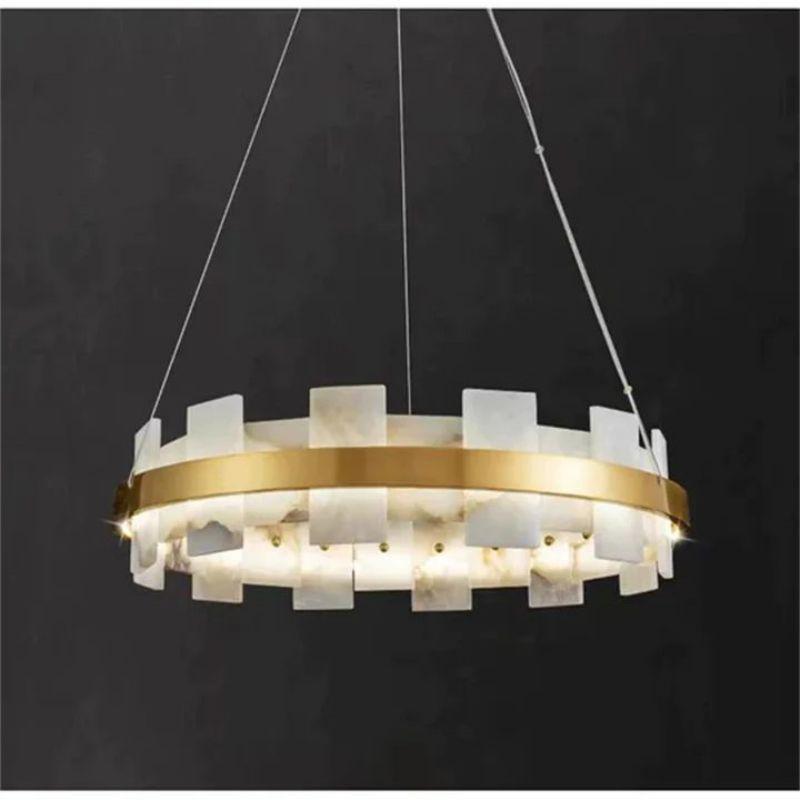 Alabaster Flakes Round/Oval Chandelier-NORMAL-20" D-Blushlighting