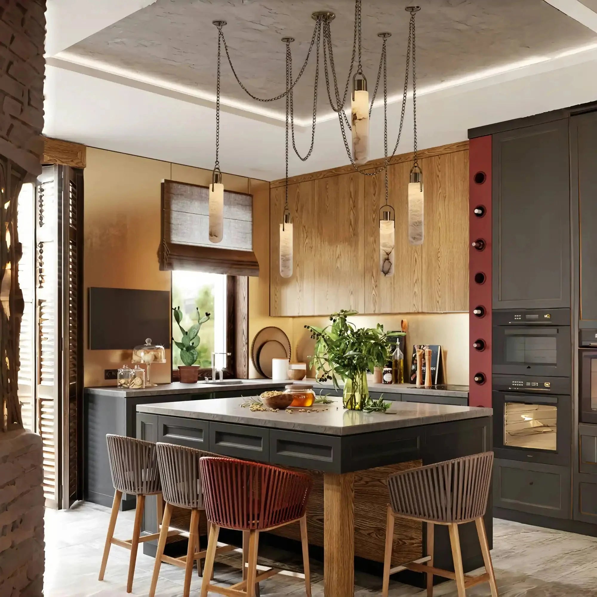 Alabaster Flint 1/2/3/5/7/9/12/15 - Light LED Multi - Drop Pendant - Blushlighting