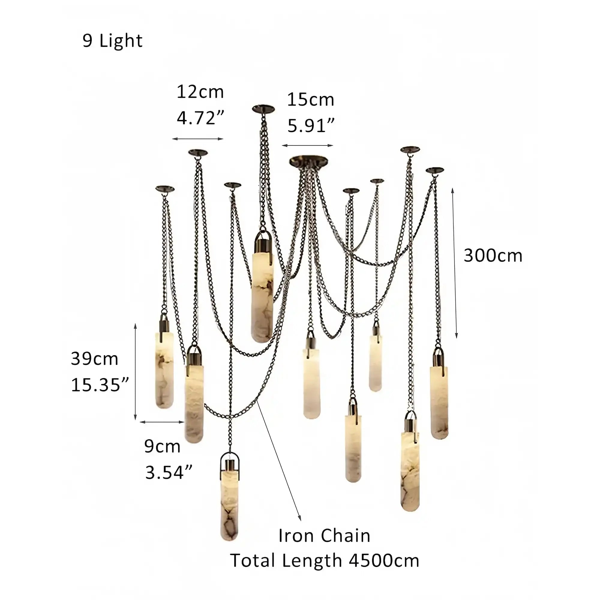 Alabaster Flint 1/2/3/5/7/9/12/15 - Light LED Multi - Drop Pendant - 9 lightsBlushlighting