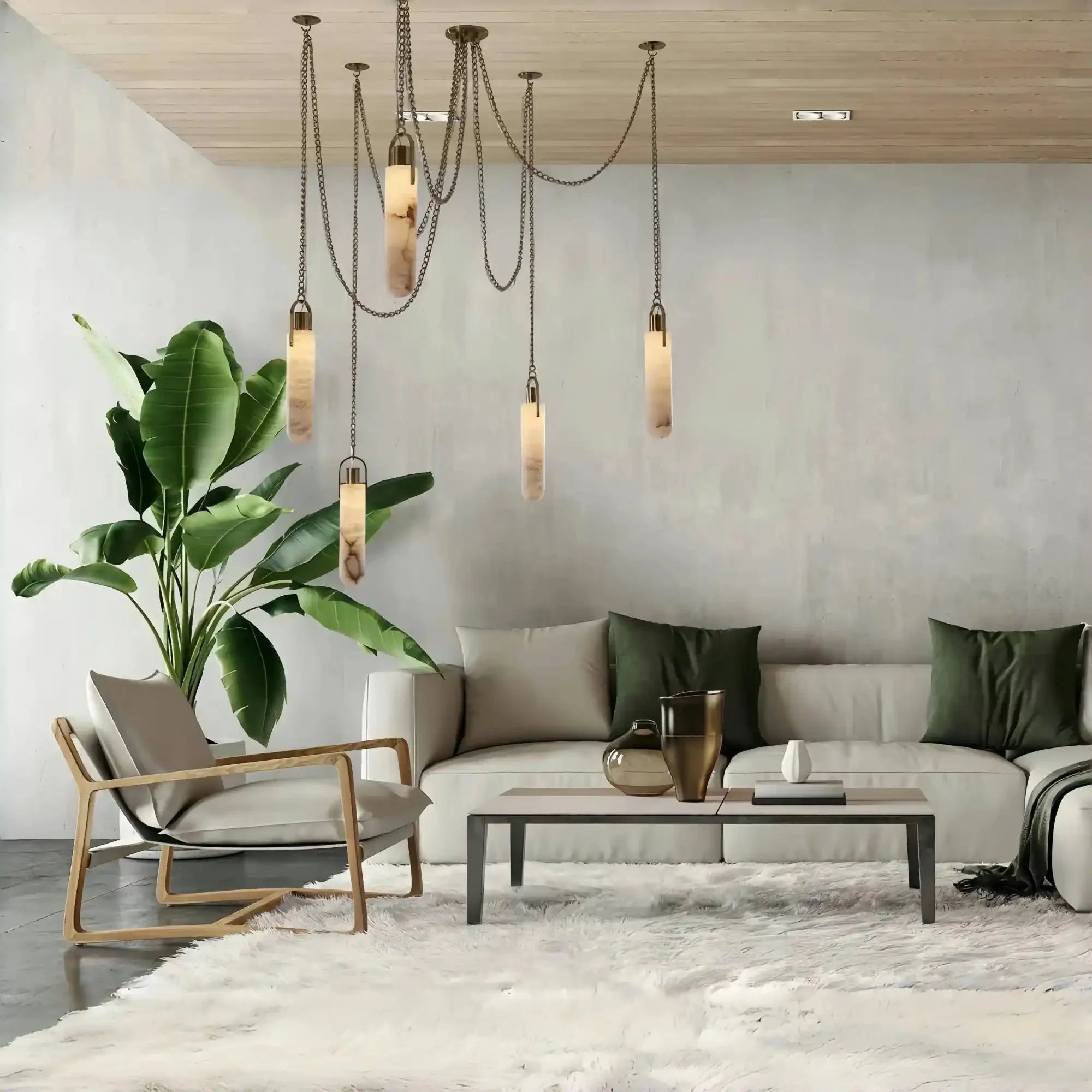 Alabaster Flint 1/2/3/5/7/9/12/15 - Light LED Multi - Drop Pendant - 5 lightsBlushlighting