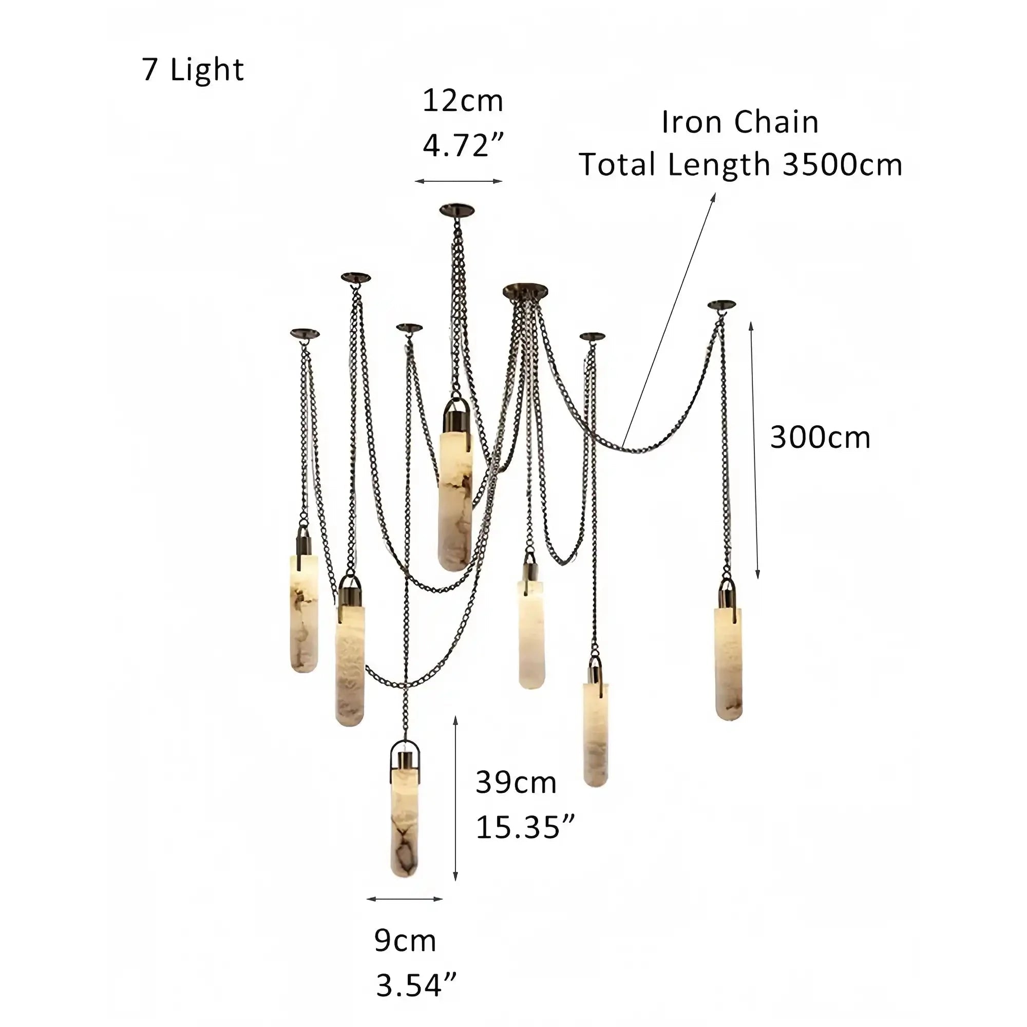 Alabaster Flint 1/2/3/5/7/9/12/15 - Light LED Multi - Drop Pendant - 9 lightsBlushlighting
