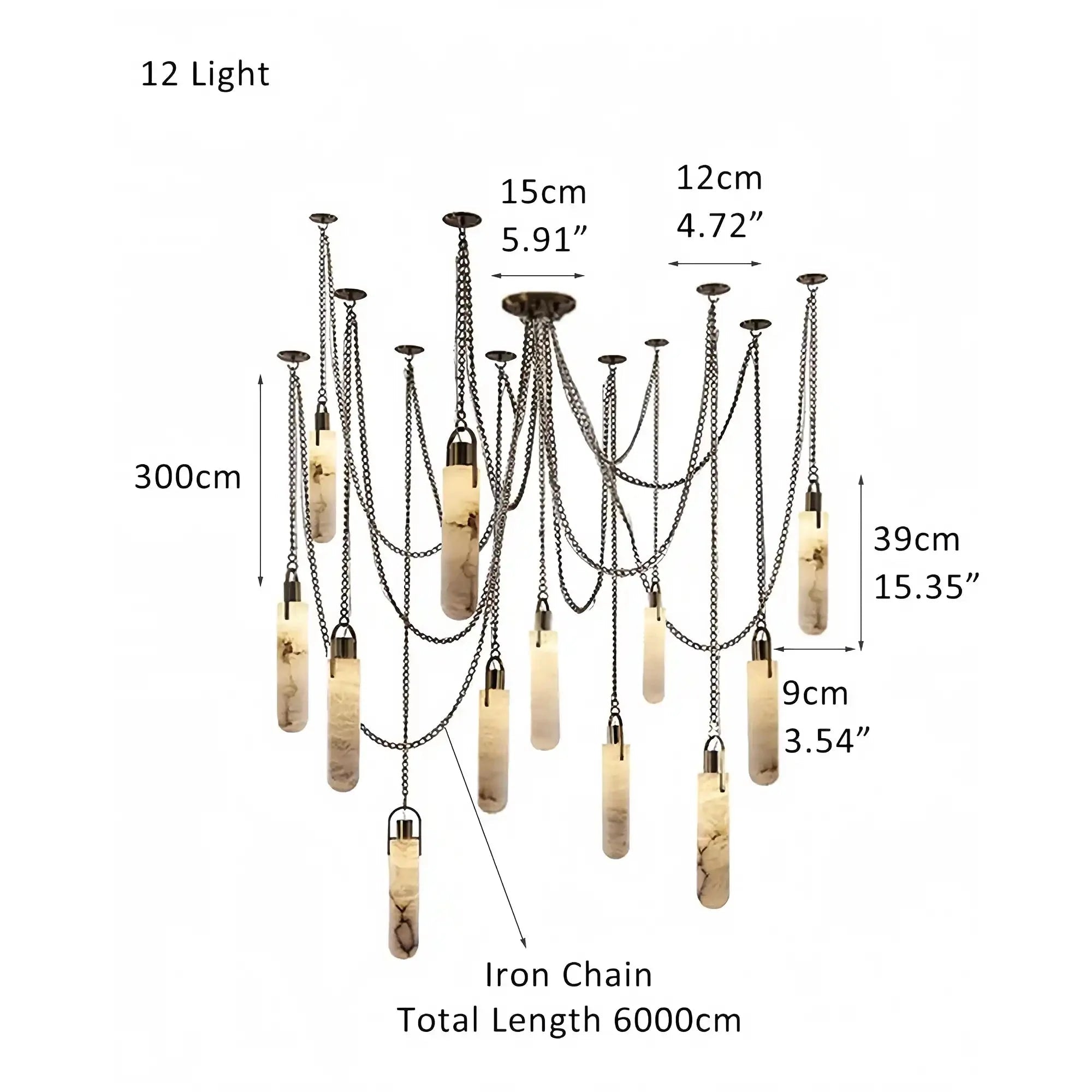 Alabaster Flint 1/2/3/5/7/9/12/15 - Light LED Multi - Drop Pendant - 9 lightsBlushlighting