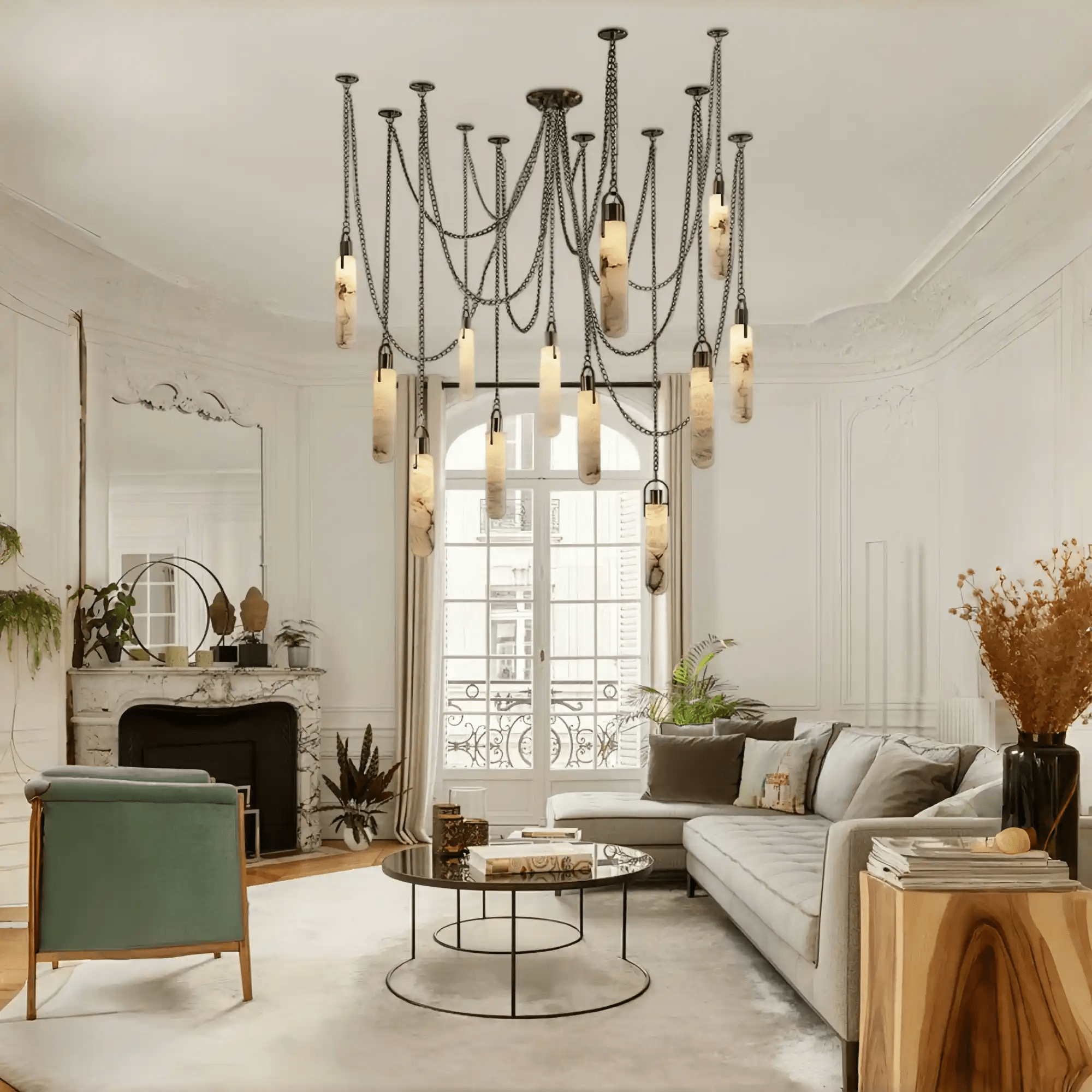 Alabaster Flint 1/2/3/5/7/9/12/15 - Light LED Multi - Drop Pendant - Blushlighting