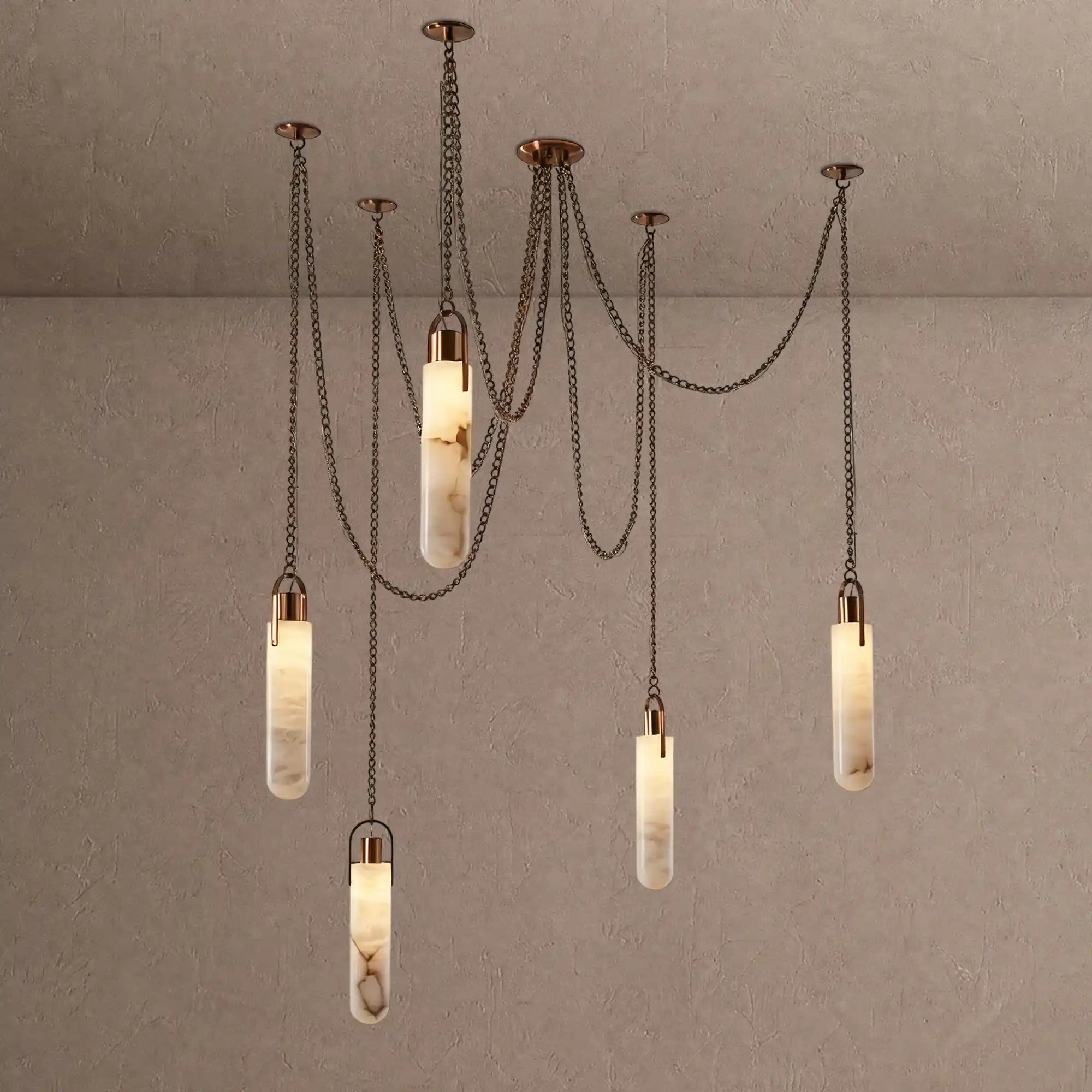 Alabaster Flint 5 Light LED Multi-Drop Pendant - Blushlighting