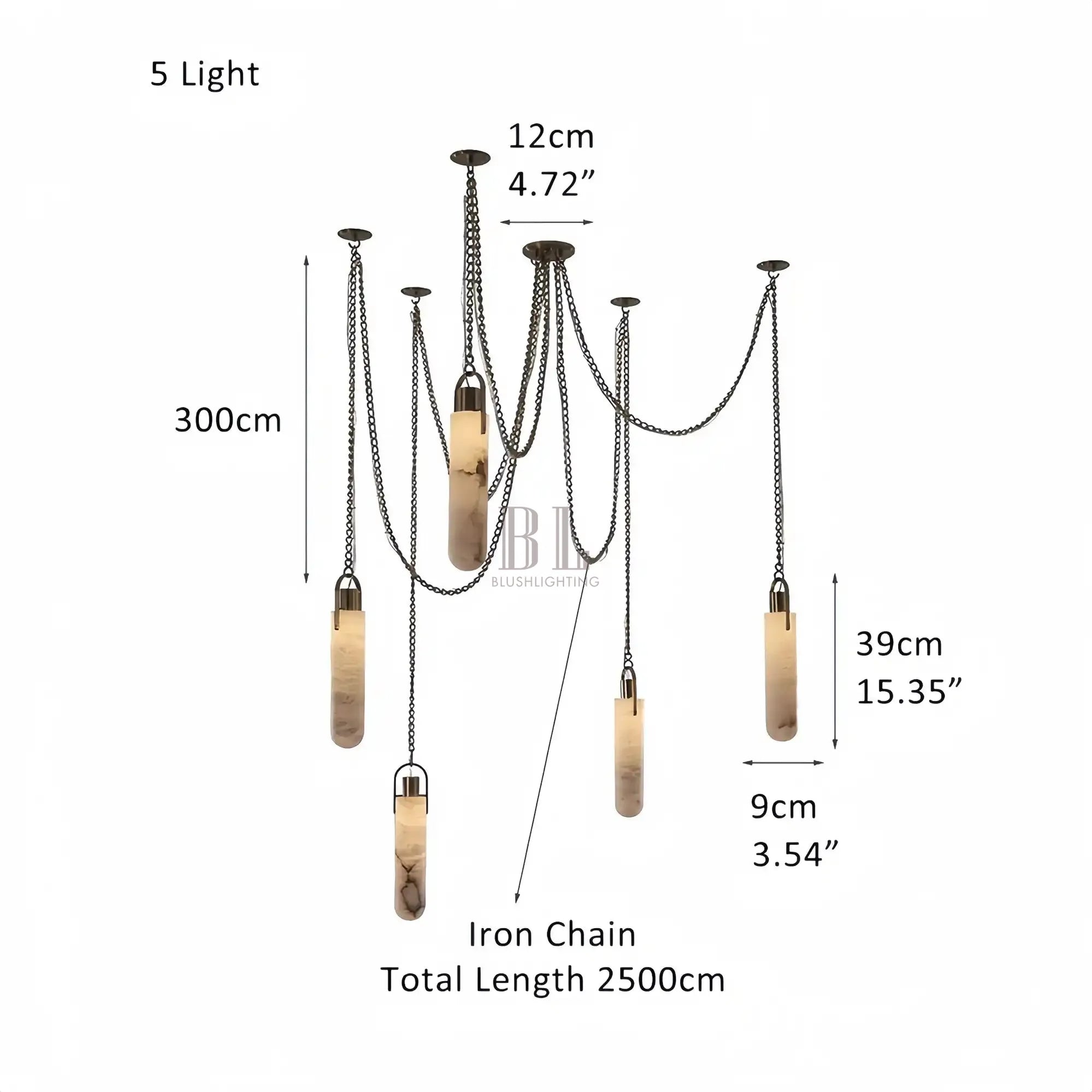 Alabaster Flint 5 Light LED Multi - Drop Pendant - Blushlighting