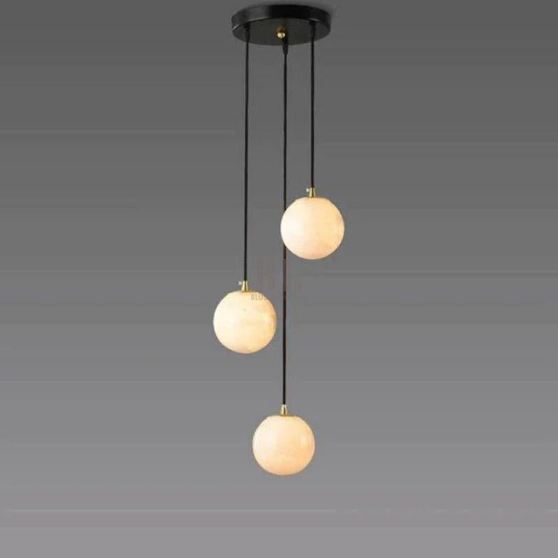 Alabaster Global Pendant Chandelier For Staircase, Spiral Global Pendant - 3 Lights - 7.9" DBlushlighting