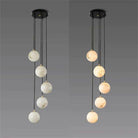 Alabaster Global Pendant Chandelier For Staircase, Spiral Global Pendant-NORMAL-5 Lights-7.9" D-Blushlighting