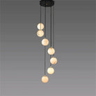 Alabaster Global Pendant Chandelier For Staircase, Spiral Global Pendant - 7 Lights - 11.8" DBlushlighting