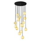 Alabaster Global Pendant Chandelier For Staircase, Spiral Global Pendant-NORMAL-16 Lights-19.7" D-Blushlighting