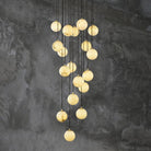 Alabaster Global Pendant Chandelier For Staircase, Spiral Global Pendant-NORMAL-18 Lights-23.6" D-Blushlighting