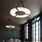 Alabaster Halo Pendant Light – Black & White LED Chandelier - ∅ 23.6″ x H 19.7″Warm LightBlack&WhiteBlushlighting