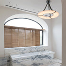 Alabaster Halo Pendant Light – Black & White LED Chandelier - ∅ 23.6″ x H 19.7″Warm LightBlack&WhiteBlushlighting