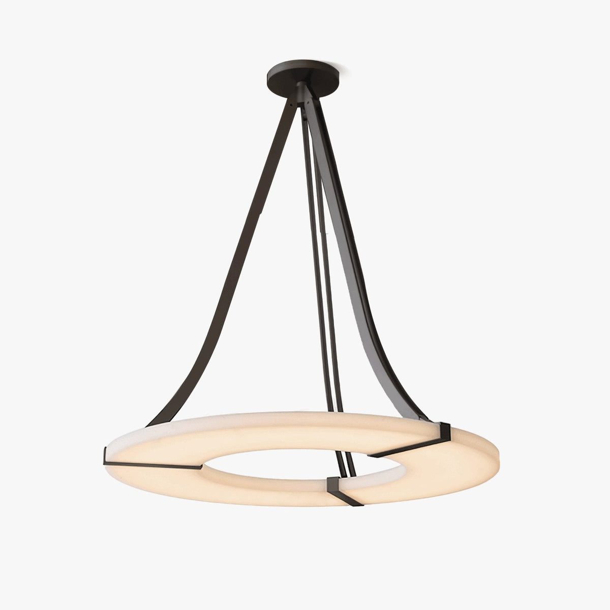 Alabaster Halo Pendant Light – Black & White LED Chandelier - ∅ 23.6″ x H 19.7″Warm LightBlack&WhiteBlushlighting