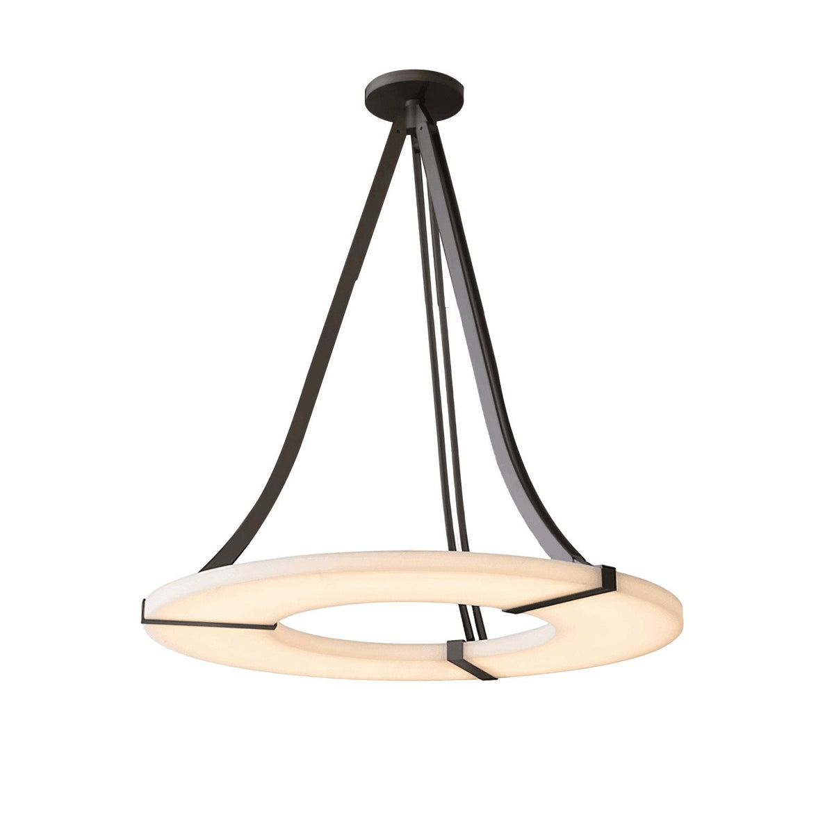 Alabaster Halo Pendant Light – Black & White LED Chandelier - ∅ 23.6″ x H 19.7″Warm LightBlack&WhiteBlushlighting