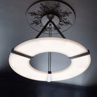 Alabaster Halo Pendant Light – Black & White LED Chandelier - ∅ 23.6″ x H 19.7″Warm LightBlack&WhiteBlushlighting