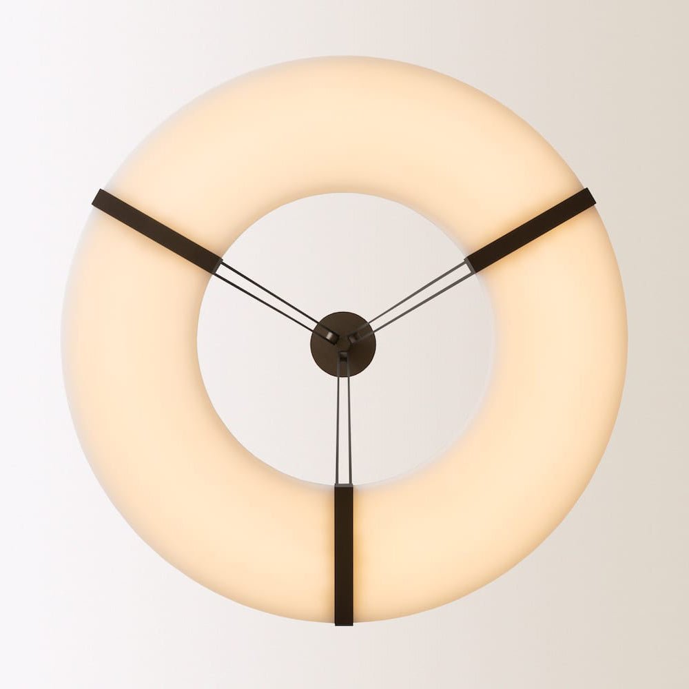 Alabaster Halo Pendant Light – Black & White LED Chandelier - ∅ 23.6″ x H 19.7″Warm LightBlack&WhiteBlushlighting