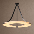 Alabaster Halo Pendant Light – Black & White LED Chandelier - ∅ 23.6″ x H 19.7″Warm LightBlack&WhiteBlushlighting