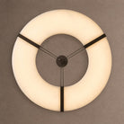 Alabaster Halo Pendant Light – Black & White LED Chandelier - ∅ 23.6″ x H 19.7″Warm LightBlack&WhiteBlushlighting