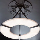 Alabaster Halo Pendant Light – Black & White LED Chandelier - ∅ 23.6″ x H 19.7″Warm LightBlack&WhiteBlushlighting