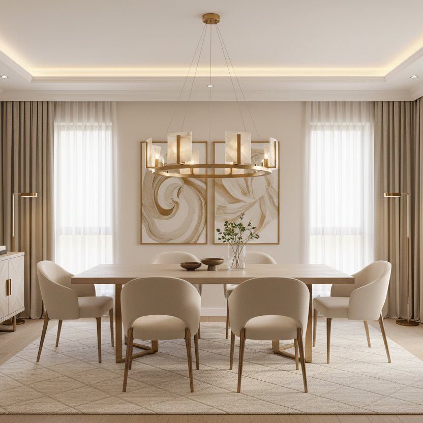Alabaster Large Contemporary Halo Chandelier-Chandelier-Blushlighting-Blushlighting