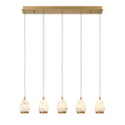 Alabaster Linear LED Chandelier - Antique Brass5 LightBlushlighting
