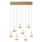 Alabaster Linear LED Chandelier - Antique Brass8 LightBlushlighting