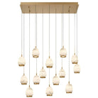 Alabaster Linear LED Chandelier - Antique Brass14 LightBlushlighting