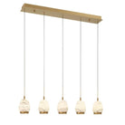 Alabaster Linear LED Chandelier - Antique Brass5 LightBlushlighting