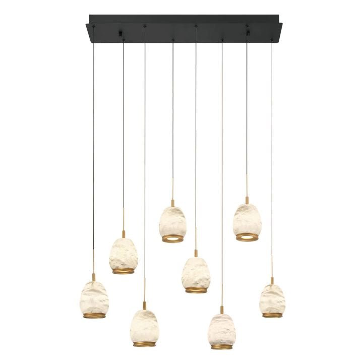 Alabaster Linear LED Chandelier - Matte Black8 LightBlushlighting