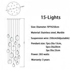Alabaster Long Staircase Chandelier 5 styles - 15 LightsBlushlighting