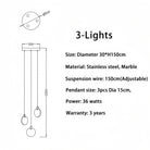 Alabaster Long Staircase Chandelier 5 styles - 15 LightsBlushlighting